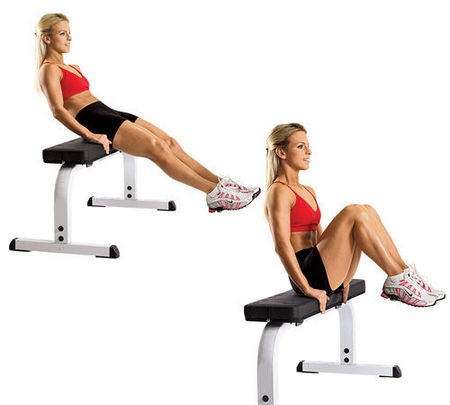 Leg Pull in Seated Flat Bench