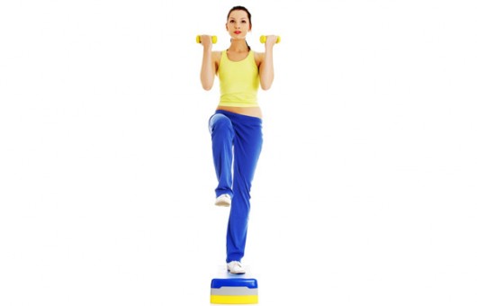 Dumbbell Step Up With Bicep Curl