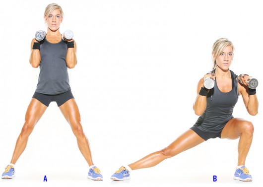 Dumbbell Lateral Lunge With Bicep Curl