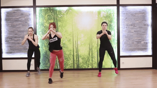 Three fit Girls are doing Lateral Steps exercise