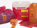 needle disposal container, liquid bodily waste, and bagged medical waste