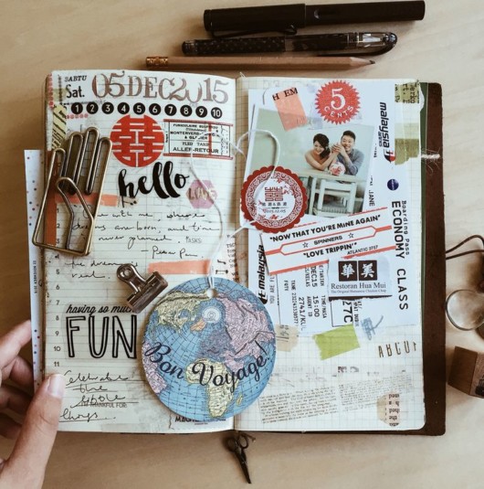 Journal full of memories, notes and pictures from the past to preserve the memory