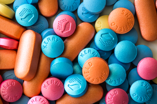 Colourful tablets on the table