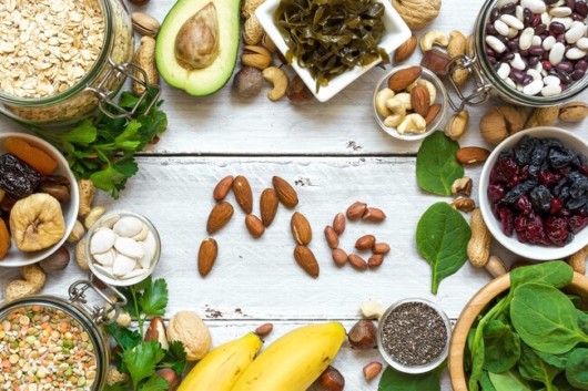 Legumes, nuts, seeds, whole grains, and green leafy vegetables that have magnesium