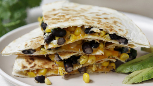 Black Bean Quesadillas on white plate