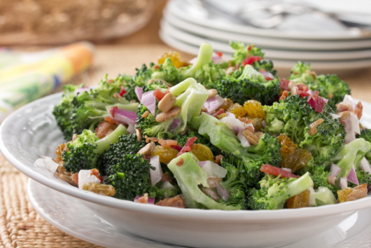 Broccoli salad on the table