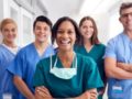 Healthcare professionals are happily smiling