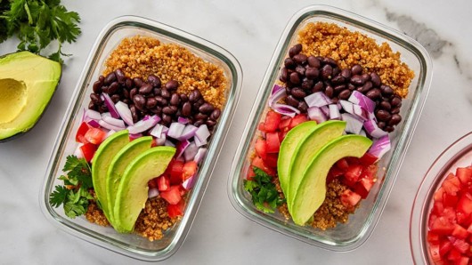 Healthy meal in separate containers on the table