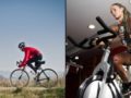 Girl is biking in the gym and outdoor comparing gym and outdoor biking